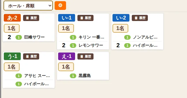 ホール・席順